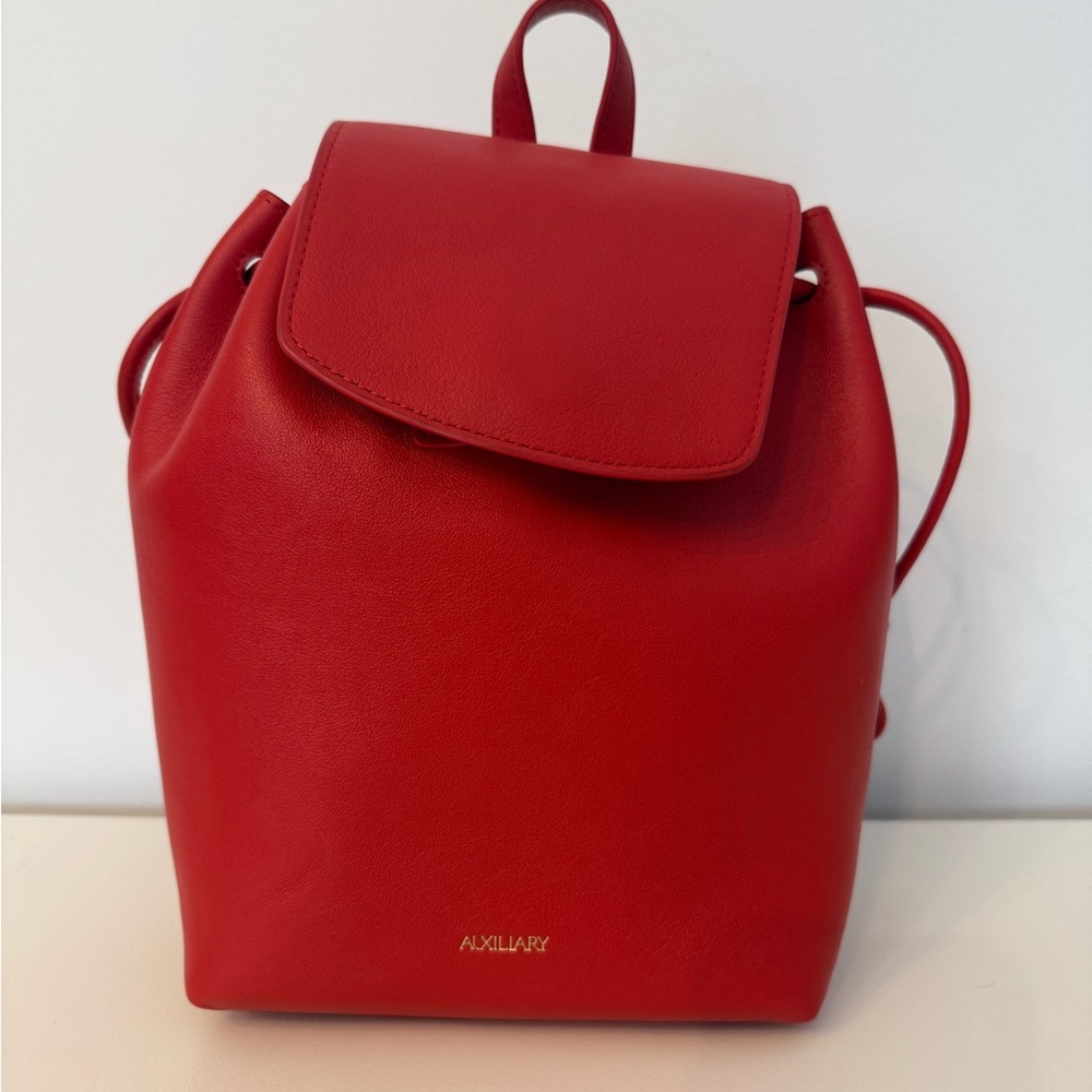 Aritzia Auxiliary Red Leather Backpack